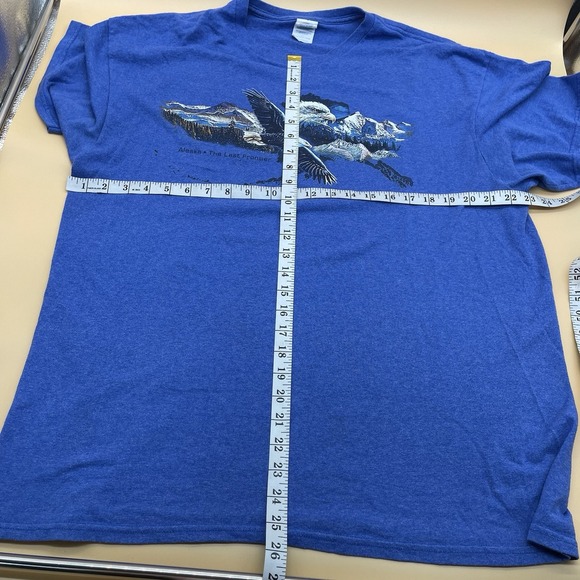 Alaska Flying Bald Eagle Embroidered T Shirt Vintage 2000s Size Large Blue - Picture 4 of 5